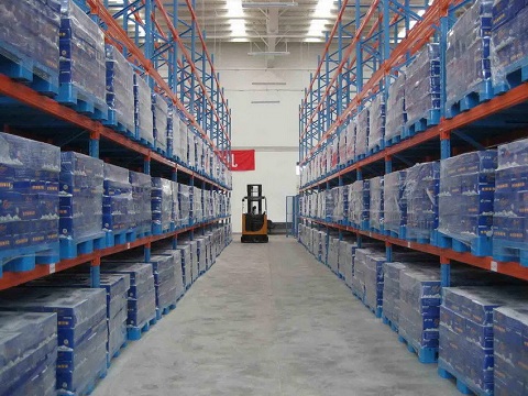 Plastic pallets on the shelf